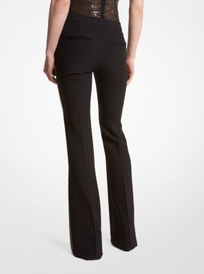 Haylee Stretch Pebble Crepe Flared Trousers