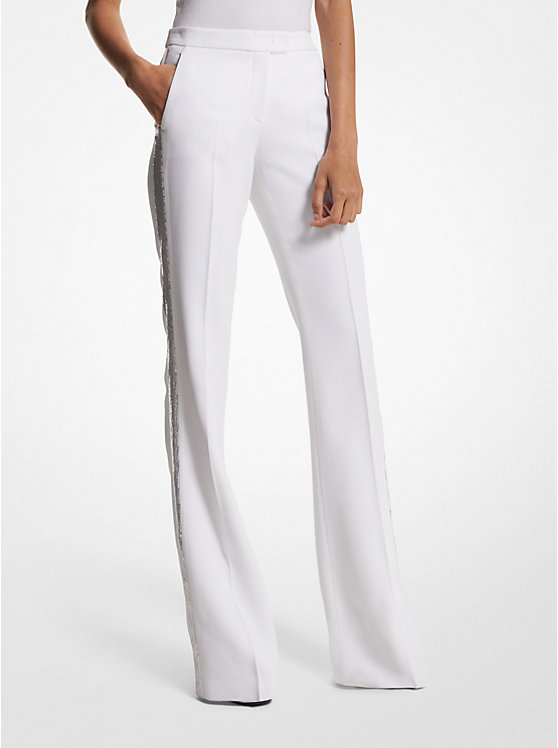 Haylee Hand-Embellished Sequin Double Crepe Sablé Trousers image number 0