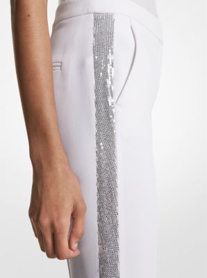 Haylee Hand-Embellished Sequin Double Crepe Sablé Trousers