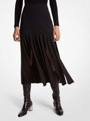 Double Faced Wool Melton Slit Skirt | Michael Kors