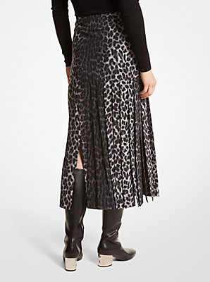 Leopard Silk Crepe De Chine Streamer Skirt