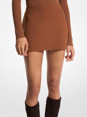 Double Faced Wool Melton Mini Skirt in CHESTNUT | Michael Kors
