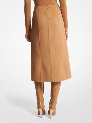 Stretch-wool jersey midi skirt