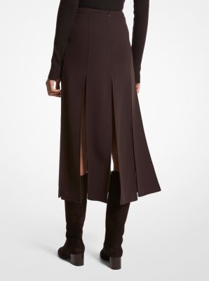 Double Faced Wool Crepe Slashed Skirt