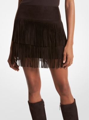 Bonded Suede Fringe Skirt | Michael Kors Canada