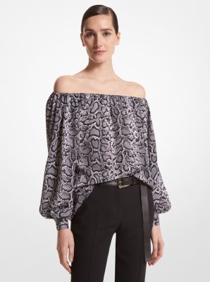 Off the shoulder snake print top new arrivals