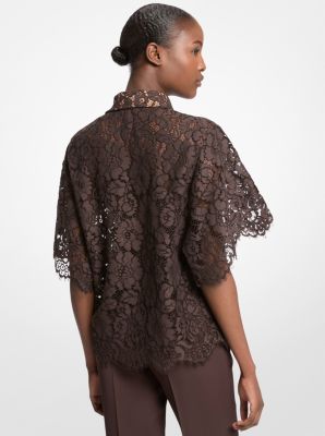 Cotton Blend Floral Lace Shirt