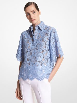 Cotton Blend Floral Lace Shirt image number 0