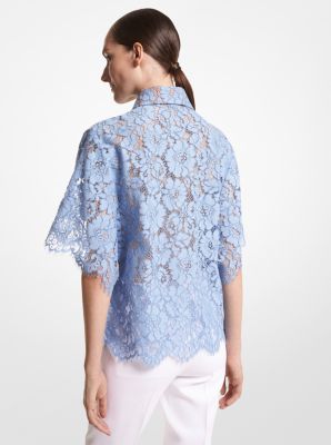 Cotton Blend Floral Lace Shirt image number 1