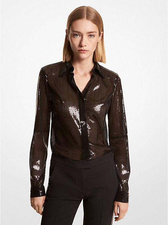 Hansen Sequin Embroidered Tulle Shirt image number 0