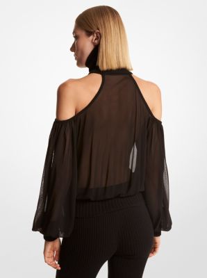 Chiffon and Cashmere Cold-Shoulder Blouse | Michael Kors [US]