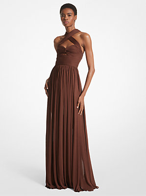Chiffon Jersey Cross-Front Gown