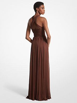 Chiffon Jersey Cross-Front Gown