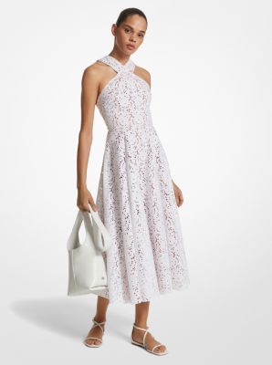 Floral Cotton Eyelet Halter Dress image number 0