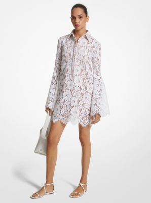 Floral Lace Bell-Sleeve Shirtdress