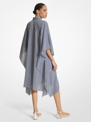 Striped Organic Silk Crepe De Chine Caftan Shirtdress image number 1