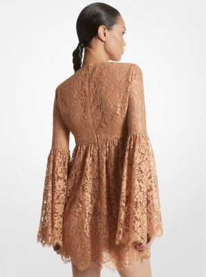 Floral Lace Flare-Sleeve Empire Dress