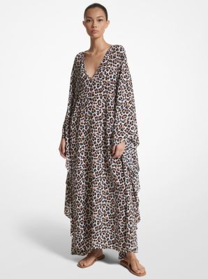 Leopard Organic Silk Crepe De Chine Caftan