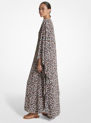 Leopard Organic Silk Crepe De Chine Caftan image number 1