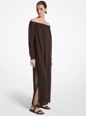 Silk Georgette Off-The-Shoulder Maxi Dress