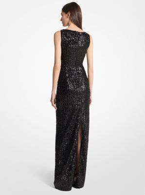 Sequined Stretch Tulle Gown image number 1