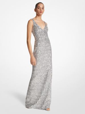 Sequined Stretch Tulle Gown image number 0