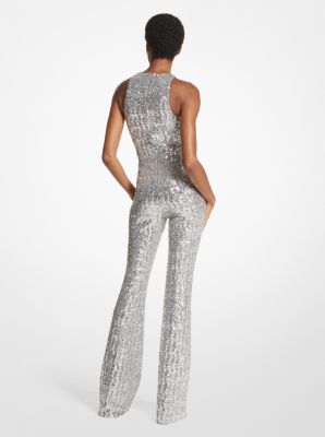 Silver flared hot sale jumpsuit