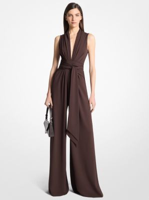 Stretch Matte Jersey Tie-Waist Palazzo Jumpsuit