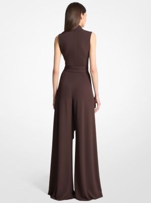 Stretch Matte Jersey Tie-Waist Palazzo Jumpsuit