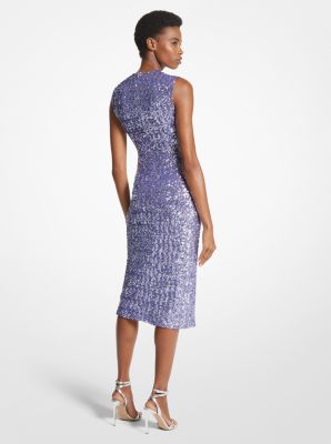 Sequined Stretch Tulle Sheath Dress | Michael Kors