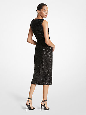 Sequined Stretch Tulle Sheath Dress