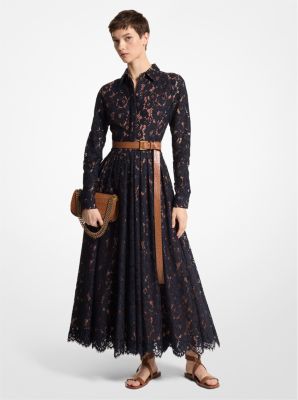 Vestido camisero de encaje floral