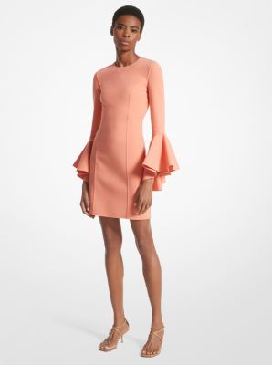 Double Faced Stretch Wool Bracelet-Sleeve Sheath Dress