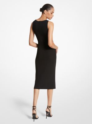Stretch Matte Jersey Necklace Dress in BLACK | Michael Kors
