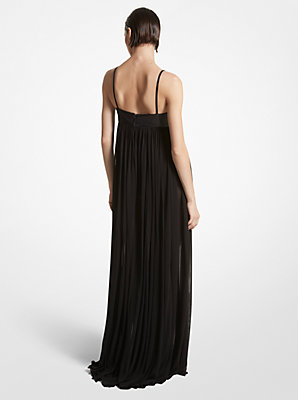 Plongé Leather and Chiffon Jersey Empire Gown