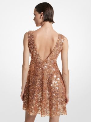 Hand-Embroidered Floral Appliqué Stretch Tulle Dress image number 1