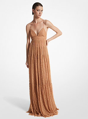 Hand-Embroidered Sequin Chantilly Lace Slip Gown