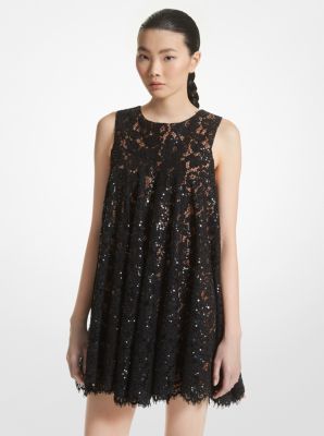 Hand-Embroidered Sequin Floral Lace Swing Dress image number 0