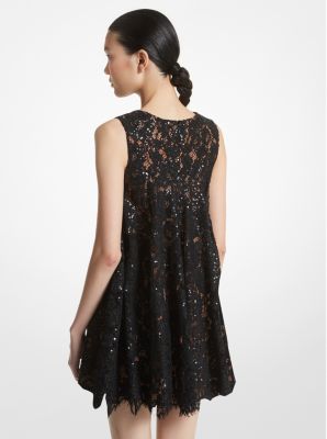 Hand-Embroidered Sequin Floral Lace Swing Dress image number 1