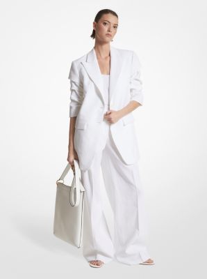 Boyfriend-Blazer aus Leinen mit gecrinkelten Ärmeln