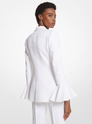 Double Crepe Sabl&eacute; Flare-Sleeve Blazer