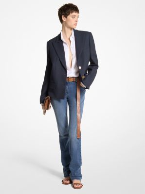 Double Crepe Sabl&eacute; Cropped Boyfriend Jacket