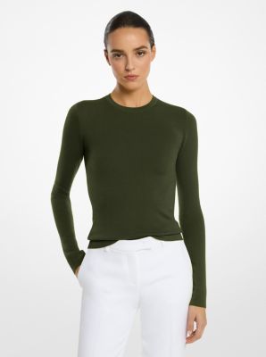 Michael Kors Super Cashmere Long-sleeve Shirt In Green
