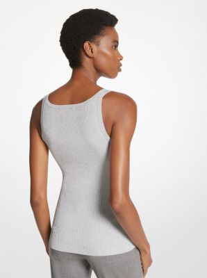 Ribbed Metallic Stretch Viscose Tank Top image number 1