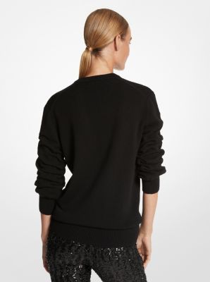 Pull à manches froissées en cachemire