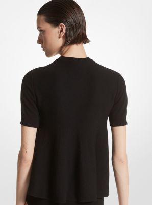Top babydoll de cachemira con manga corta in NEGRO | Michael Kors