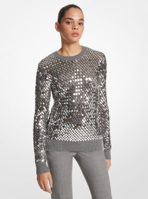 Embellished Crocheted Cashmere Blend Sweater