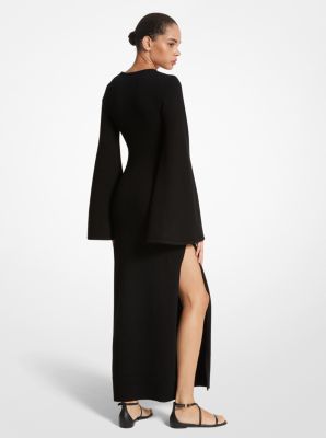 Stretch Cashmere Flare-Sleeve Dress image number 1