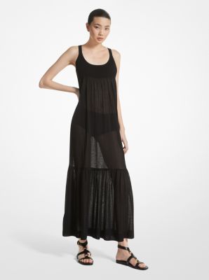 Vestido escalonado de mezcla de viscosa de tul in NEGRO | Michael Kors