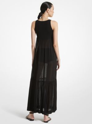 Tulle Viscose Blend Tiered Dress in BLACK | Michael Kors